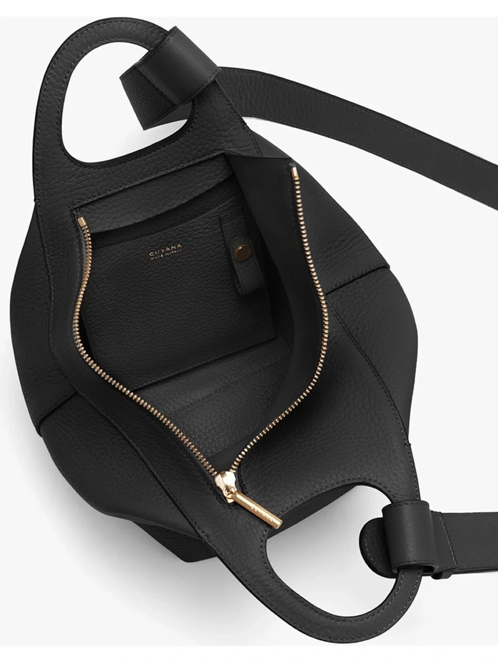 CUYANA Paloma Bag Black Pebbled Leather Tote Bag